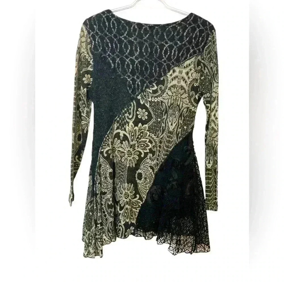 Dor Dor Long Sleeve, Fully Lined,  Cowl Neck, patchwork Dress - Picture 3 of 6